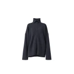 The Frankie Shop Saclay Oversized Zip-Up Cardigan - Charcoal - Oversized Minimalist Knitwear in Grey - Shop at Coveti