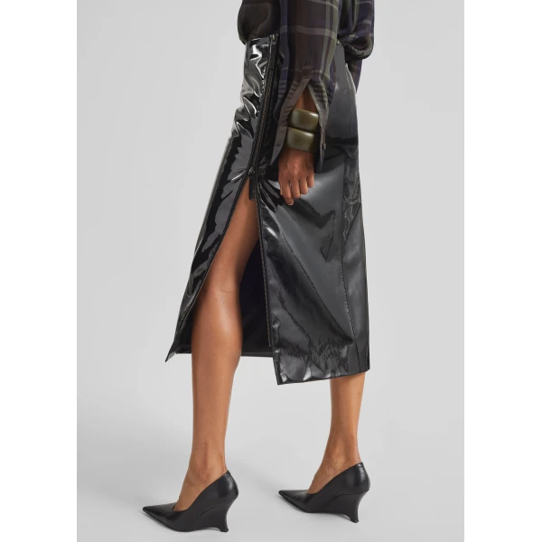 The Frankie Shop Samantha Patent Zip Skirt – Black, view 2