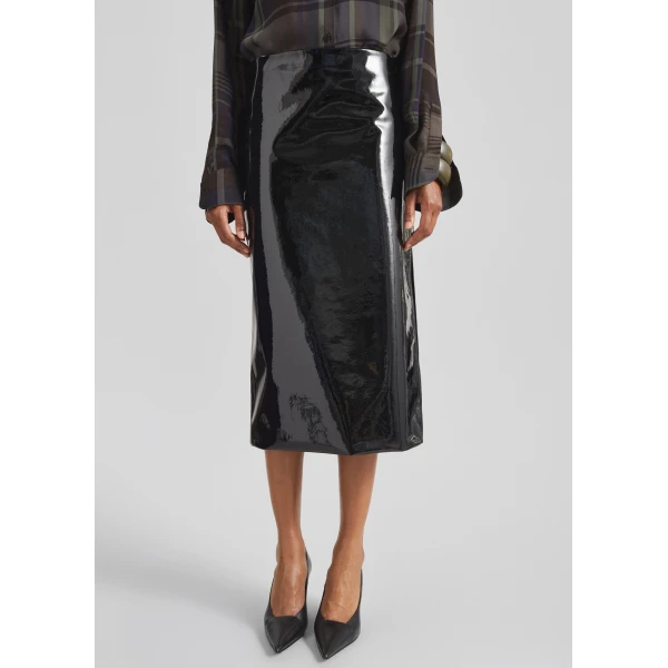 The Frankie Shop Samantha Patent Zip Skirt – Black, view 4
