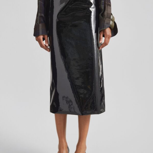 The Frankie Shop Samantha Patent Zip Skirt - Black - Oversized Minimalist Skirts in Black - Shop at Coveti