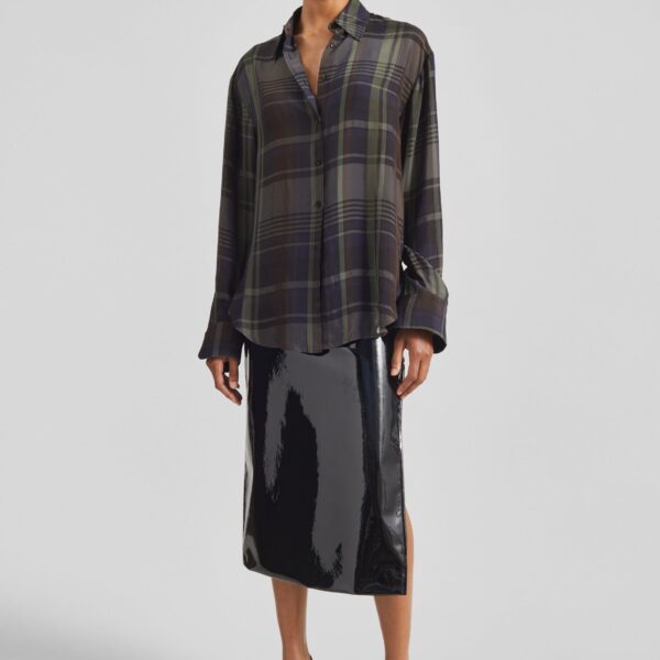 The Frankie Shop Samantha Patent Zip Skirt - Black - Oversized Minimalist Skirts in Black - Shop at Coveti