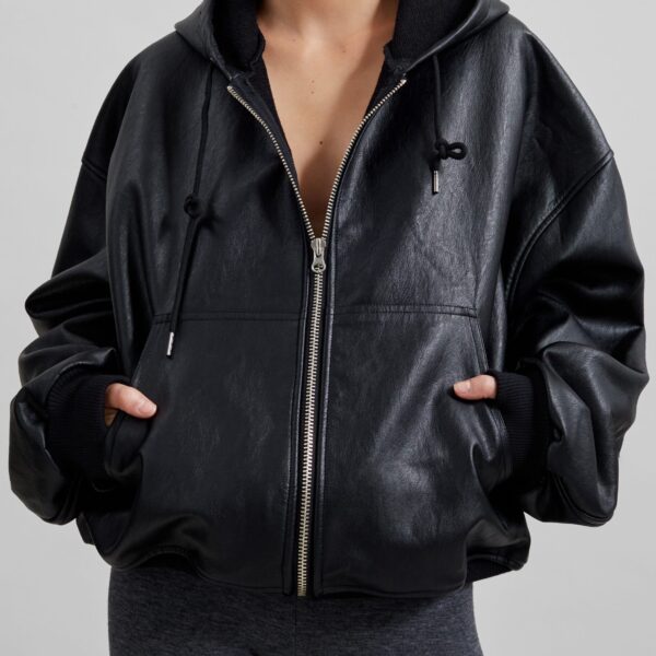 The Frankie Shop Santiago Faux Leather Jacket - Black - Oversized Minimalist Jackets in Black - Shop at Coveti