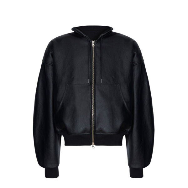 The Frankie Shop Santiago Faux Leather Jacket - Black - Oversized Minimalist Jackets in Black - Shop at Coveti