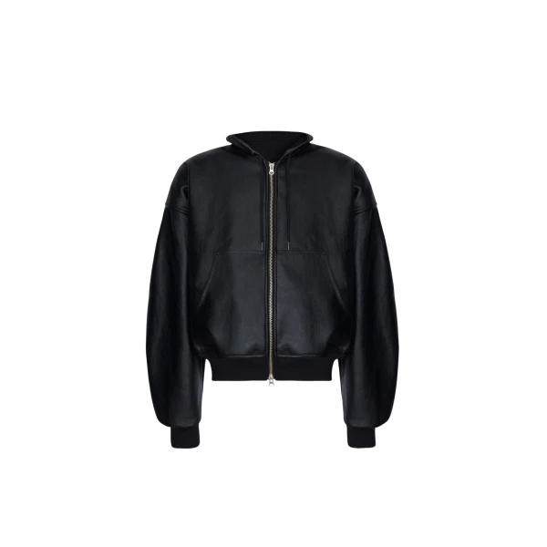 The Frankie Shop Santiago Faux Leather Jacket - Black - Oversized Minimalist Jackets in Black - Shop at Coveti