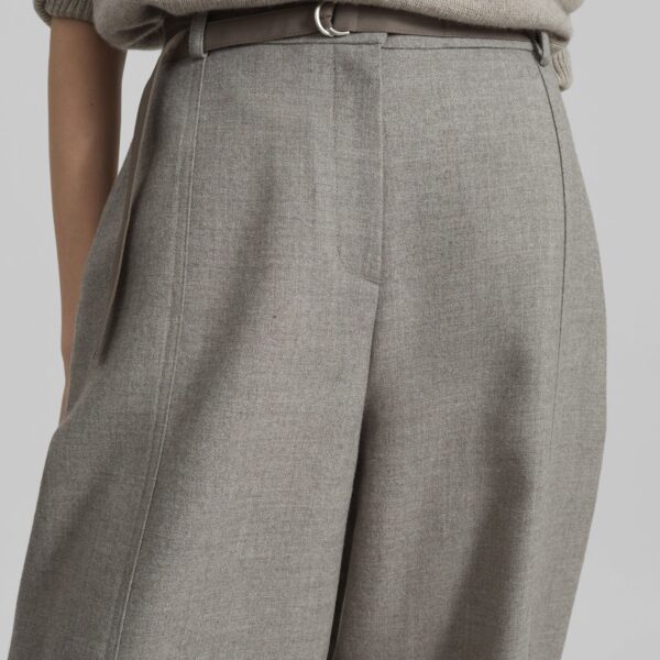 The Frankie Shop Sanve Tapered Leg Pants - Beige Melange - Oversized Minimalist Pants in Beige - Shop at Coveti