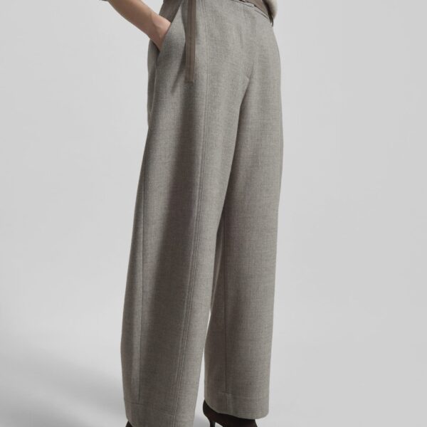 The Frankie Shop Sanve Tapered Leg Pants - Beige Melange - Oversized Minimalist Pants in Beige - Shop at Coveti
