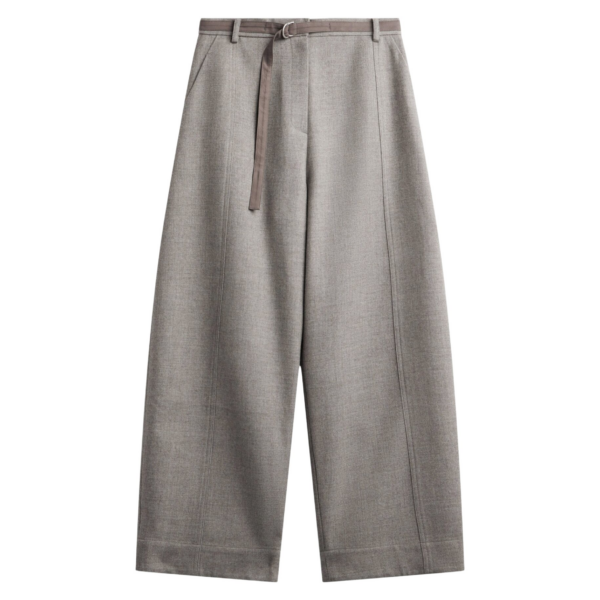 The Frankie Shop Sanve Tapered Leg Pants - Beige Melange - Oversized Minimalist Pants in Beige - Shop at Coveti