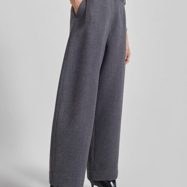 The Frankie Shop Sanve Tapered Leg Pants - Dark Grey Melange - Oversized Minimalist Pants in Grey - Shop at Coveti