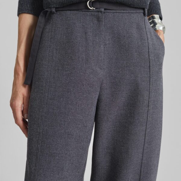 The Frankie Shop Sanve Tapered Leg Pants - Dark Grey Melange - Oversized Minimalist Pants in Grey - Shop at Coveti