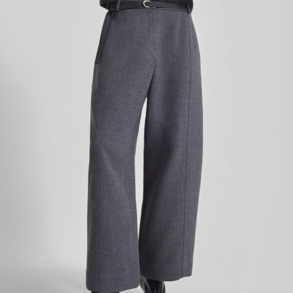 The Frankie Shop Sanve Tapered Leg Pants - Dark Grey Melange - Oversized Minimalist Pants in Grey - Shop at Coveti