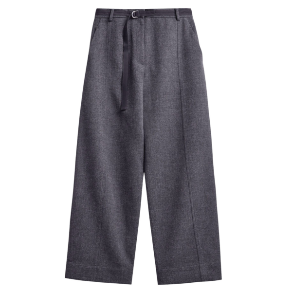 The Frankie Shop Sanve Tapered Leg Pants - Dark Grey Melange - Oversized Minimalist Pants in Grey - Shop at Coveti