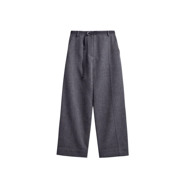 The Frankie Shop Sanve Tapered Leg Pants - Dark Grey Melange - Oversized Minimalist Pants in Grey - Shop at Coveti