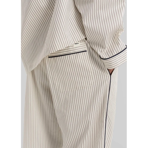 The Frankie Shop Sateen Pyjama Pants – Brown Pinstripe, view 2