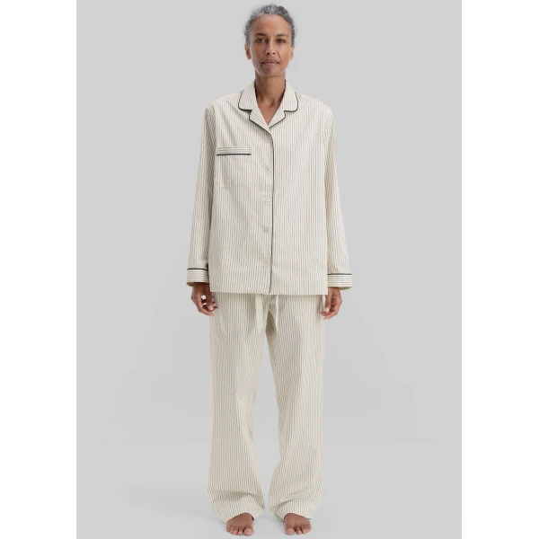 The Frankie Shop Sateen Pyjama Pants – Brown Pinstripe, view 3