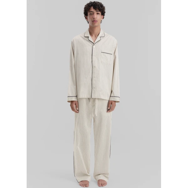 The Frankie Shop Sateen Pyjama Pants – Brown Pinstripe, view 5
