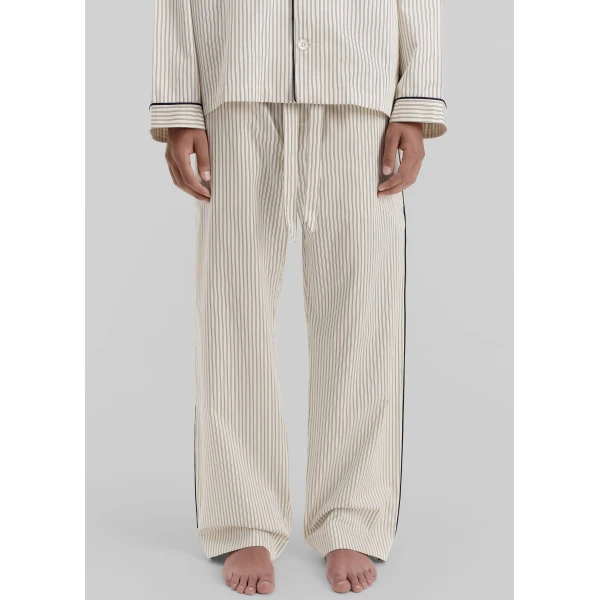The Frankie Shop Sateen Pyjama Pants – Brown Pinstripe, view 6