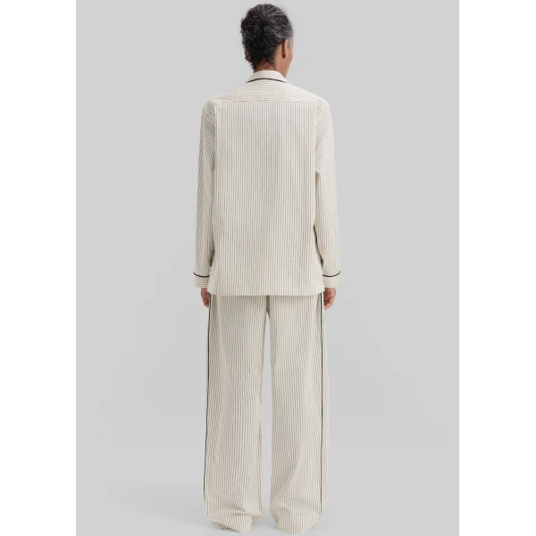 The Frankie Shop Sateen Pyjama Shirt – Brown Pinstripe, view 5