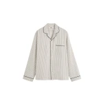 The Frankie Shop Sateen Pyjama Shirt - Brown Pinstripe - Oversized Minimalist Loungewear in Multicolour - Shop at Coveti