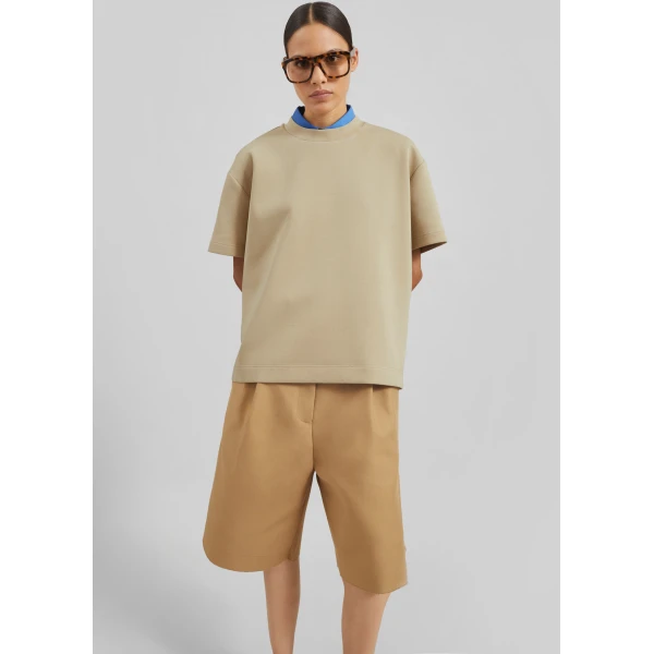The Frankie Shop Scoob Boxy T-Shirt – Beige Top, view 2