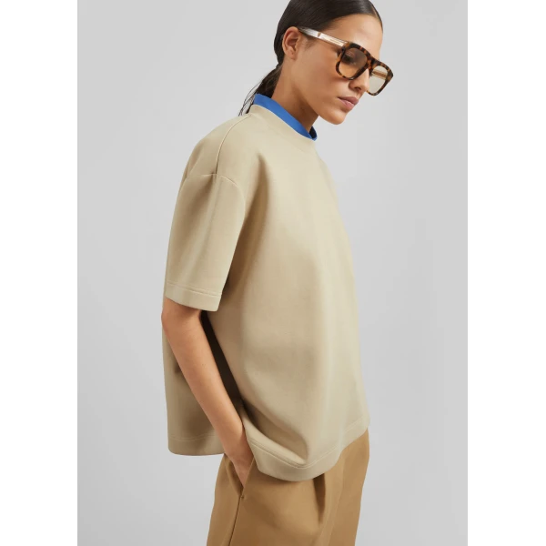 The Frankie Shop Scoob Boxy T-Shirt – Beige Top, view 3