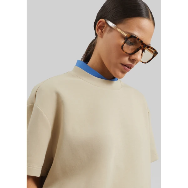 The Frankie Shop Scoob Boxy T-Shirt – Beige Top, view 4