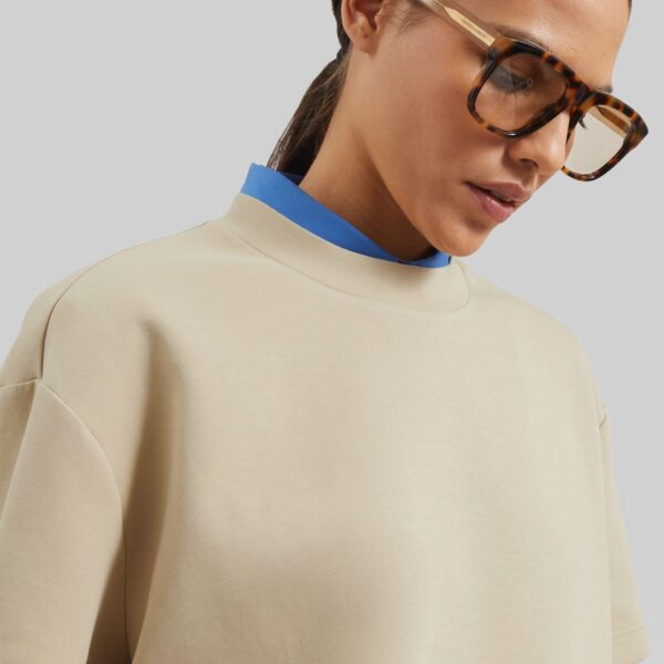 The Frankie Shop Scoob Boxy T-Shirt - Beige - Oversized Minimalist Tops in Beige - Shop at Coveti