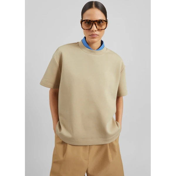 The Frankie Shop Scoob Boxy T-Shirt – Beige Top, view 5