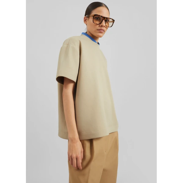The Frankie Shop Scoob Boxy T-Shirt – Beige Top, view 6