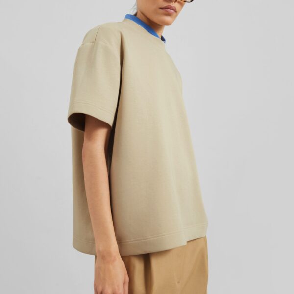 The Frankie Shop Scoob Boxy T-Shirt - Beige - Oversized Minimalist Tops in Beige - Shop at Coveti