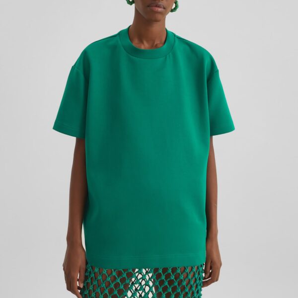 The Frankie Shop Scoob Boxy T-Shirt - Emerald - Oversized Minimalist Tops in Green - Shop at Coveti