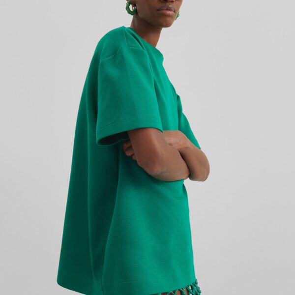 The Frankie Shop Scoob Boxy T-Shirt - Emerald - Oversized Minimalist Tops in Green - Shop at Coveti