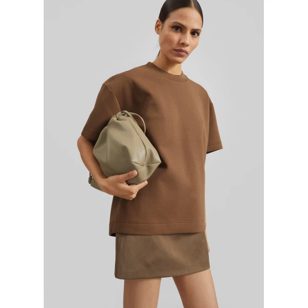 The Frankie Shop Scoob Boxy T-Shirt – Light Brown Top, view 2