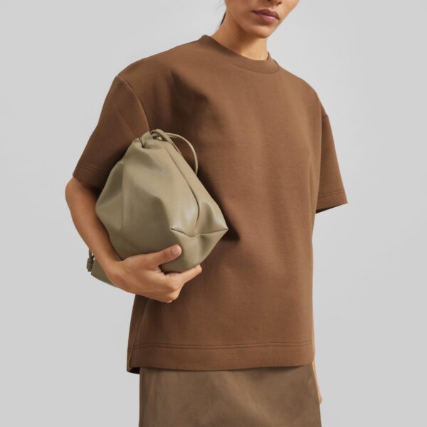 The Frankie Shop Scoob Boxy T-Shirt - Light Brown - Oversized Minimalist Tops in Beige - Shop at Coveti