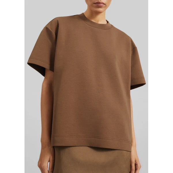 The Frankie Shop Scoob Boxy T-Shirt – Light Brown Top, view 4