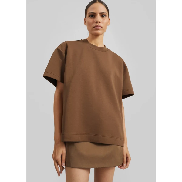 The Frankie Shop Scoob Boxy T-Shirt – Light Brown Top, view 5
