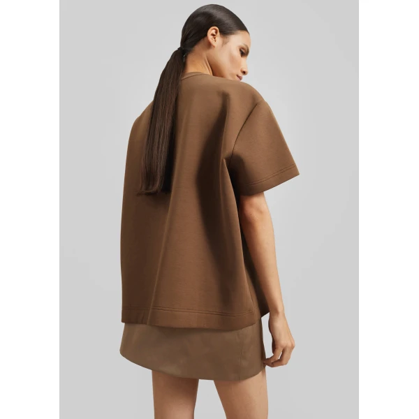 The Frankie Shop Scoob Boxy T-Shirt – Light Brown Top, view 6
