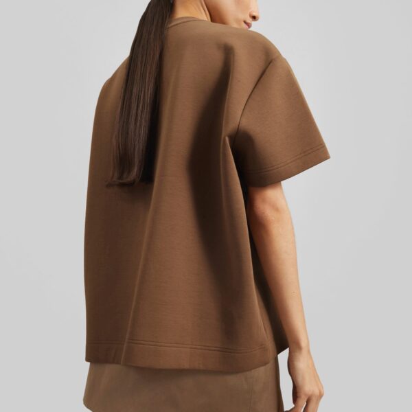 The Frankie Shop Scoob Boxy T-Shirt - Light Brown - Oversized Minimalist Tops in Beige - Shop at Coveti