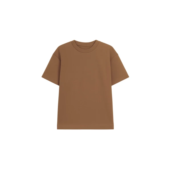 The Frankie Shop Scoob Boxy T-Shirt - Light Brown - Oversized Minimalist Tops in Beige - Shop at Coveti