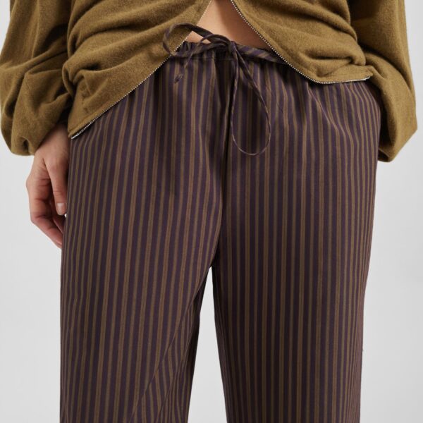 The Frankie Shop Seia Cotton Drawstring Pants - Burgundy Stripe - Oversized Minimalist Pants in Multicolour - Shop at Coveti