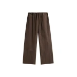 The Frankie Shop Seia Cotton Drawstring Pants - Burgundy Stripe - Oversized Minimalist Pants in Multicolour - Shop at Coveti