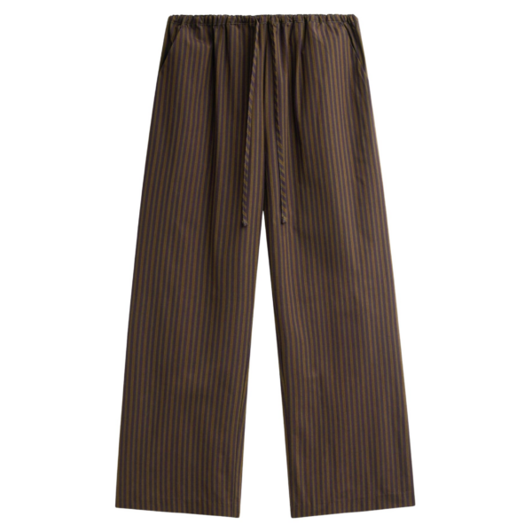 The Frankie Shop Seia Cotton Drawstring Pants - Burgundy Stripe - Oversized Minimalist Pants in Multicolour - Shop at Coveti