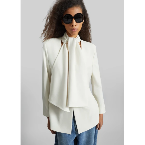 The Frankie Shop Seika Scarf Blazer – Ivory, view 2