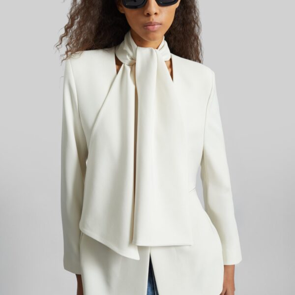 The Frankie Shop Seika Scarf Blazer - Ivory - Oversized Minimalist Jackets in Ivory - Shop at Coveti