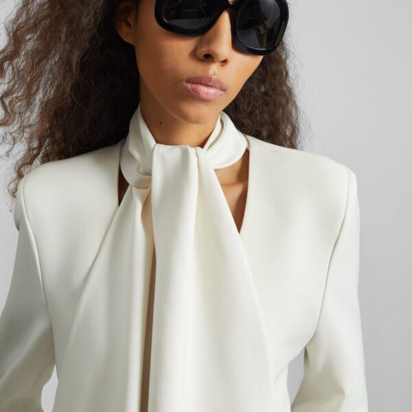 The Frankie Shop Seika Scarf Blazer - Ivory - Oversized Minimalist Jackets in Ivory - Shop at Coveti