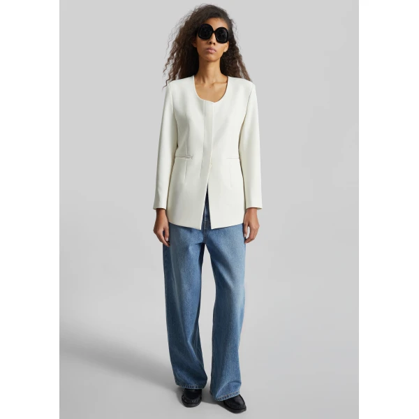 The Frankie Shop Seika Scarf Blazer – Ivory, view 4