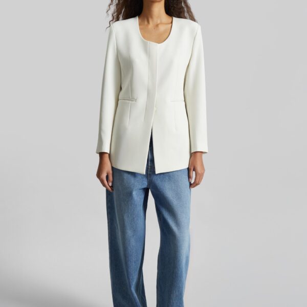 The Frankie Shop Seika Scarf Blazer - Ivory - Oversized Minimalist Jackets in Ivory - Shop at Coveti