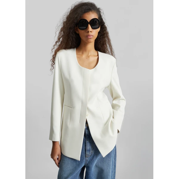 The Frankie Shop Seika Scarf Blazer – Ivory, view 6