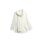 The Frankie Shop Seika Scarf Blazer - Ivory - Oversized Minimalist Jackets in Ivory - Shop at Coveti