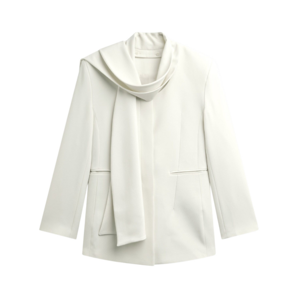 The Frankie Shop Seika Scarf Blazer - Ivory - Oversized Minimalist Jackets in Ivory - Shop at Coveti