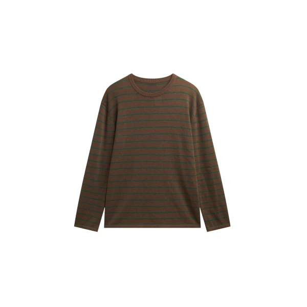 The Frankie Shop Sena Knit Pullover - Brown/Green Stripe - Oversized Minimalist Tops in Multicolour - Shop at Coveti